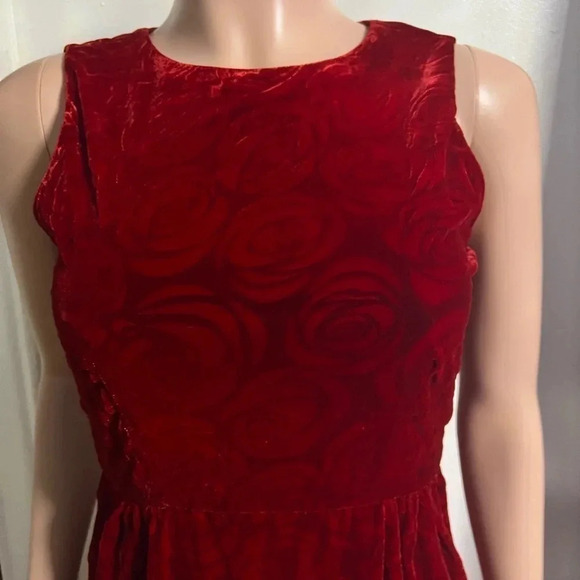 ALICE + OLIVIA Women’s Velvet Red Rose Dress - Picture 5 of 16